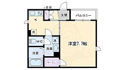 シャーメゾン清水五条 2階1Kの間取り