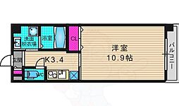 サンクスパレ桂 101 1階1Kの間取り