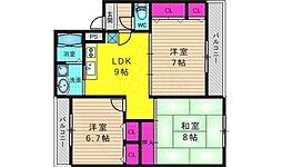 カーサナカムラ2 2階3LDKの間取り
