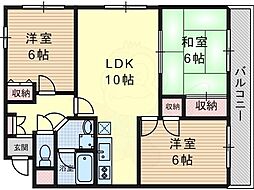 パラッツオ桂 6階3LDKの間取り