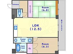クレスト桂坂 2LDKの間取図画像