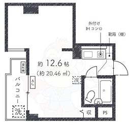 ロイヤル河原町五条 ワンルームの間取図画像