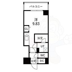 LW京都桜邸 ワンルームの間取図画像