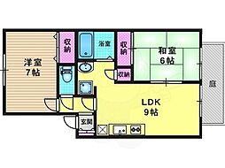 ハイカムール塔南A 2LDKの間取図画像
