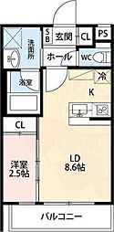 エストゥルース京都II 1LDKの間取図画像