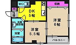 松山サザンクロス 2DKの間取図画像