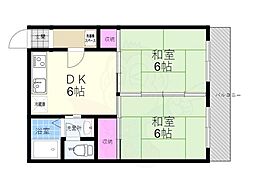 サンライブマンション 2DKの間取図画像
