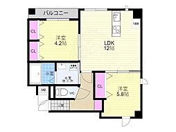 GRANDLATTICEKawaramachiShichijo 2LDKの間取図画像