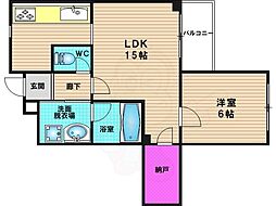 ランブラス桂 1LDKの間取図画像