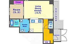 エテルノアレイア 1LDKの間取図画像