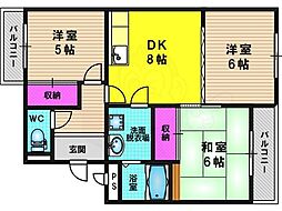 リヴラン・ジェイ 3DKの間取図画像