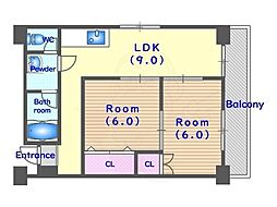 コーポ円座 2LDKの間取図画像