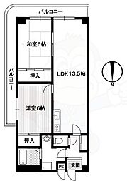 インペリアルパレスリバーサイド 2LDKの間取図画像