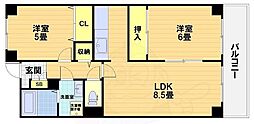 スカイビュー東土川 2DKの間取図画像