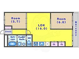今井マンション 2LDKの間取図画像