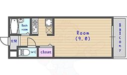 アザレア館 1Kの間取図画像