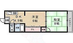 八文字屋ビル 2DKの間取図画像