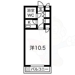 レックスつばき 1Kの間取図画像