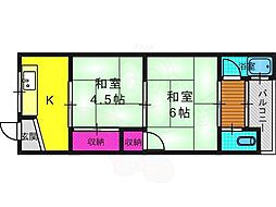 孝栄ハイツ 2Kの間取図画像