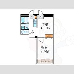 西大路御池ハイツイチキ 2Kの間取図画像
