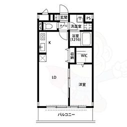 アンプルールフェール樹 1LDKの間取図画像