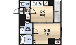 アフィシオン堀川 1DKの間取図画像