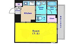 Espoir東寺 1Kの間取図画像