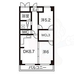 グランドール西大路 2SLDKの間取図画像