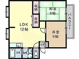 ヴィラ・コンフォートパート1 2LDKの間取図画像
