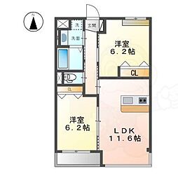エルヴィータ長岡 2LDKの間取図画像