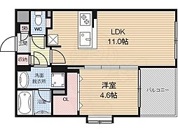 パレスリヴェール 1LDKの間取図画像