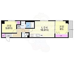 間之町御池レジデンス 1SLDKの間取図画像