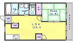 ウエストヒルパート2 1LDKの間取図画像