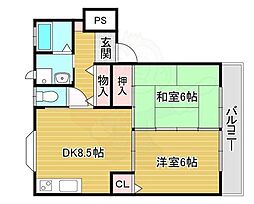 山越フロラガーデン 2DKの間取図画像