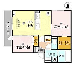 GRAMM松室吾田神町 A棟 2LDKの間取図画像