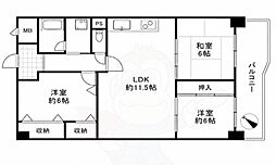 桂川ハイツ5号館 3LDKの間取図画像