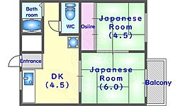 ウインズ上桂A 2Kの間取図画像