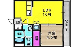 プレジール桂 1LDKの間取図画像