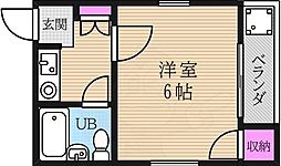 オークハイツ ワンルームの間取図画像