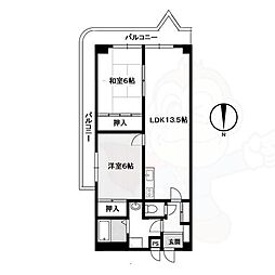 インペリアルパレスリバーサイド 2LDKの間取図画像