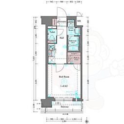 プラシード京都 1Kの間取図画像