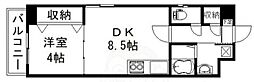 リビエール桃陵 1DKの間取図画像