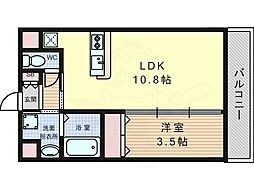 ハピネスクエア桂 1LDKの間取図画像