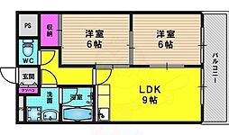 ロアールハイツ 2LDKの間取図画像