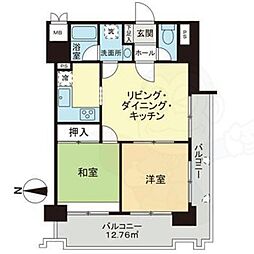 ライオンズマンション京都河原町第2 2LDKの間取図画像