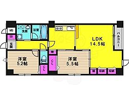 ティーグルブラン桂 2LDKの間取図画像