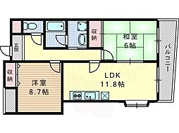 アグラード長岡京 2LDKの間取図画像
