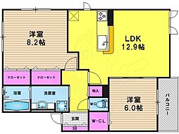 ビューハイツA棟 2LDKの間取図画像
