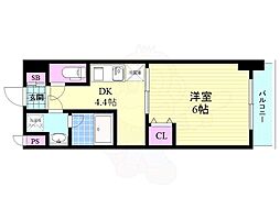 アクアプレイス京都三条朱雀 1DKの間取図画像
