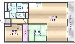 桂ガーデンハイツ 2LDKの間取図画像